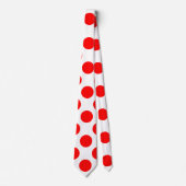 Red on White Riant Size Polka Dots Neck Tie Krawatte (Vorderseite)