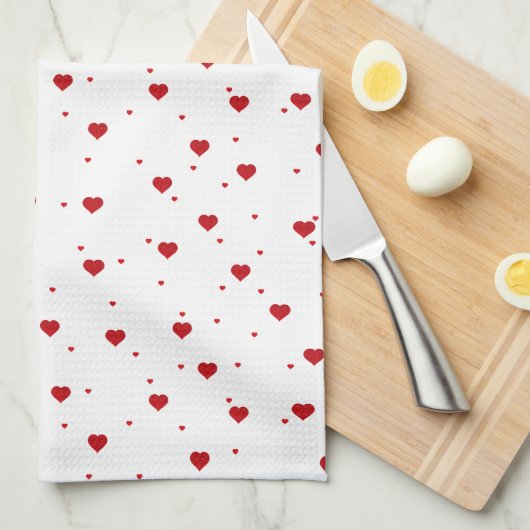 Red on White Valentines Herdmuster Geschirrtuch (Viertel Falte)