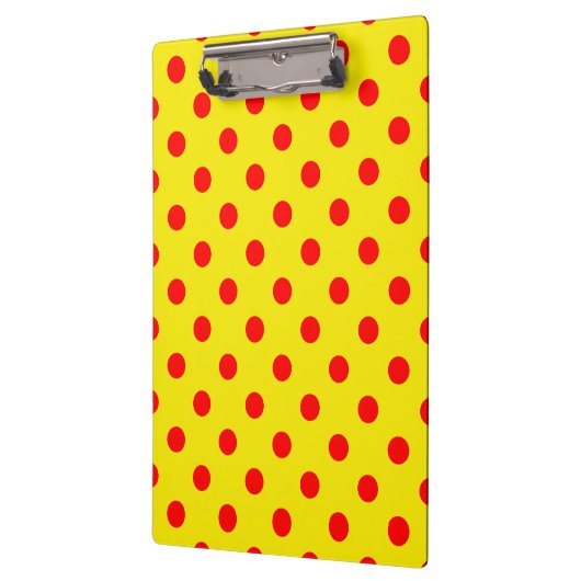 Red On Yellow Polka Dots Pattern Design  Klemmbrett (Links)