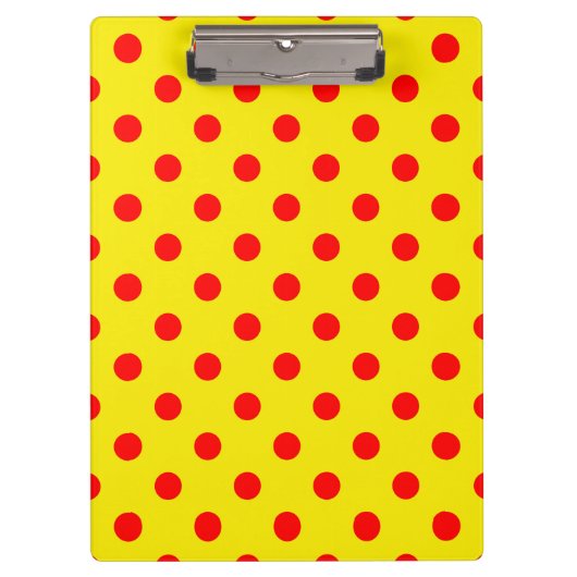 Red On Yellow Polka Dots Pattern Design  Klemmbrett (Vorderseite)