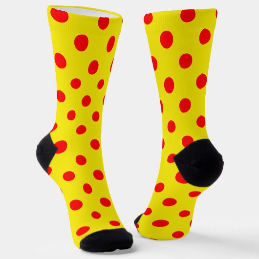Red On Yellow Polka Dots Pattern Design  Socken