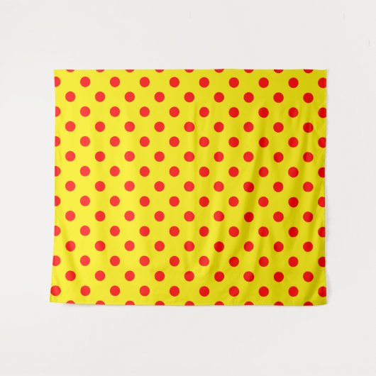 Red On Yellow Polka Dots Pattern Design Wandteppich (Vorderseite (Horizontal))
