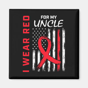 Red Oncle Heart Disease Awareness Flag Niece Nephe Magnet