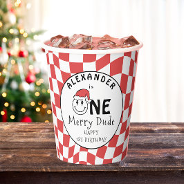 Red One Happy Typ Weihnachten 1. Geburtstag Dekora Pappbecher