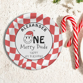 Red One Happy Typ Weihnachten 1. Geburtstag Dekora Pappteller