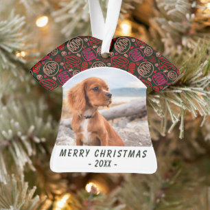 Red One Line Art Hund Foto Weihnachten Keepake Ornament