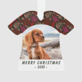 Red One Line Art Hund Foto Weihnachten Keepake Ornament (Vorderseite)