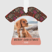 Red One Line Art Hund Foto Weihnachten Keepake Ornament (Vorderseite)