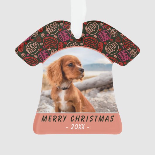 Red One Line Art Hund Foto Weihnachten Keepake Ornament (Vorderseite)