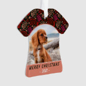 Red One Line Art Hund Foto Weihnachten Keepake Ornament (Vorderseite)