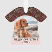Red One Line Art Hund Foto Weihnachten Keepake Ornament (Rückseite)