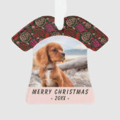 Red One Line Art Hund Foto Weihnachten Keepake Ornament (Vorderseite)