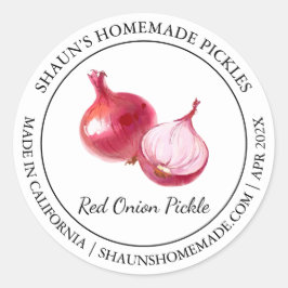 Red Onion Pickle Modernes Label Runder Aufkleber
