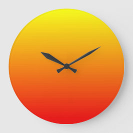 Red, Orange and Yellow Watercolor Gradient Große Wanduhr