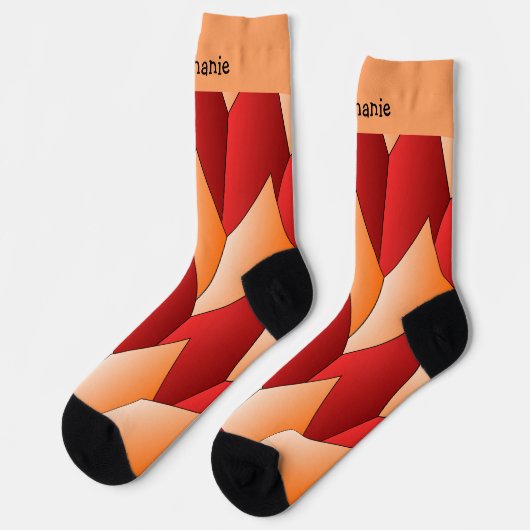 Red Orange Art Deco Design Socks Socken (Linkes Detail)