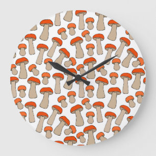 Red Orange Aspen Mushrooms Muster Große Wanduhr