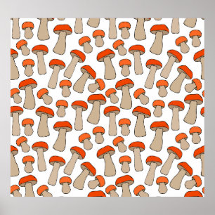 Red Orange Aspen Mushrooms Muster Poster
