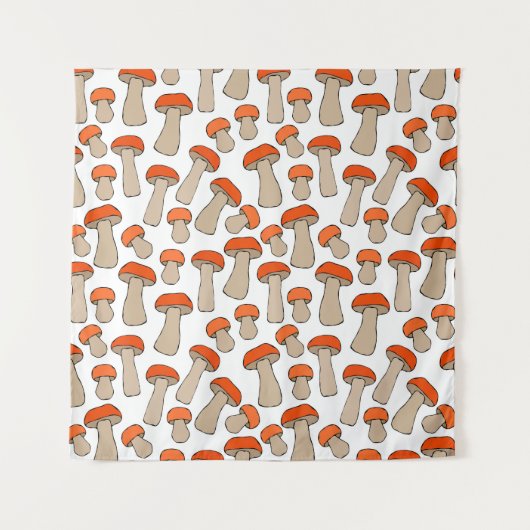 Red Orange Aspen Mushrooms Muster Wandteppich (Vorderseite)