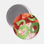 Red-Orange-Bg_Green-Om Magnet (Vorderseite/Rückseite)