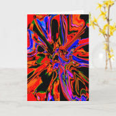 Red-Orange Black Blue Abstrakte Blume Design Karte (Gelbe Blume)