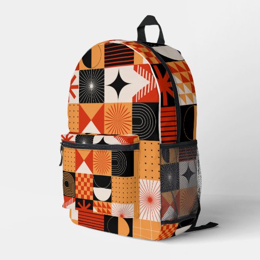 Red Orange Black Geometric Bag Bedruckter Rucksack (Rückseitige Ecke Rechts)
