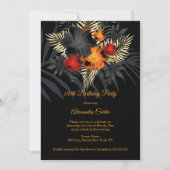 Red Orange Black Hibiskus Blume Geburtstag Einladung (Vorderseite)