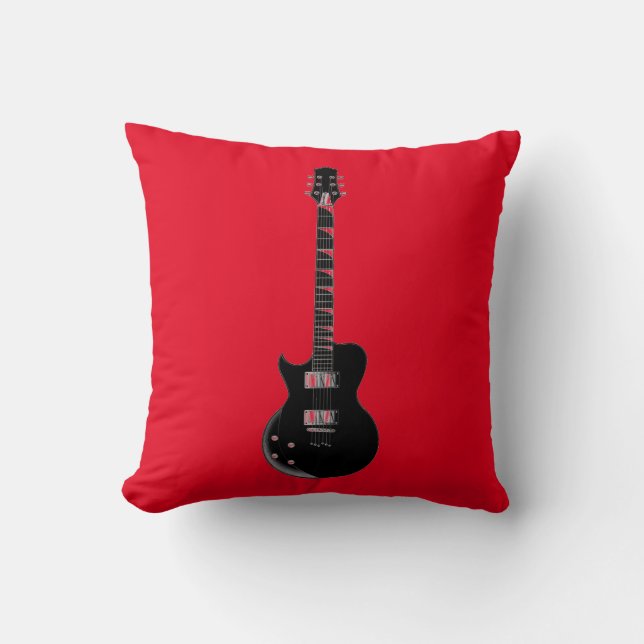 Red Orange Black Pop Art Electric Gitarre Kissen (Vorderseite)