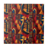 Red Orange Blue African Inspiriert Tile Fliese (Vorderseite)