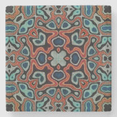 Red Orange Blue Aqua Angesagte Bohemische Kunst Steinuntersetzer (Vorderseite)