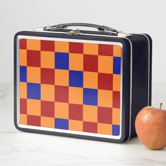 Red Orange Blue Checkered Pattern Design  Metall Brotdose (Beispiel)