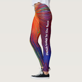 Red Orange Blue Strip Muster Punch heute in Gesich Leggings
