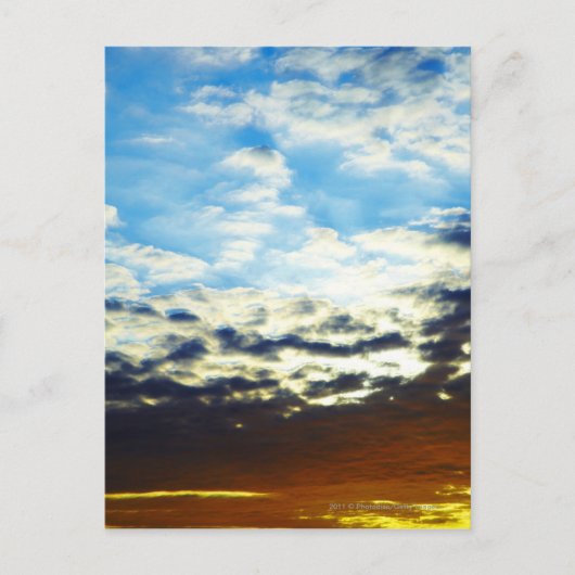 Red Orange Blue Sunset mit Wolken Postkarte (Vorderseite)