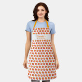 Red Orange Blume Muster Floral Name Küche Schürze (Getragen)