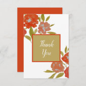 Red Orange Bohemisch Gold FloralFlat Dankeschön Ka Dankeskarte (Vorne/Hinten)