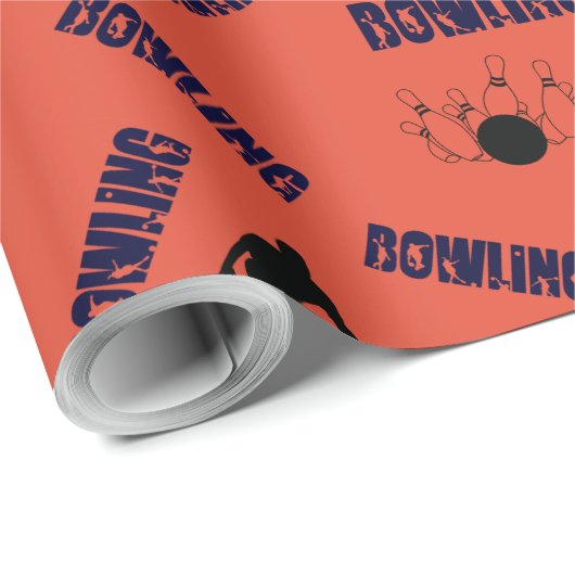 Red Orange Bowling Images Fun Modern Geschenkpapier (Rolleneckpunkt)
