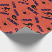 Red Orange Bowling Images Fun Modern Geschenkpapier (Ecke)