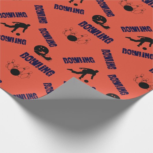 Red Orange Bowling Images Fun Modern Geschenkpapier (Ecke)