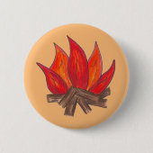 Red Orange Camping Campfire Summer Camp Button (Vorderseite)