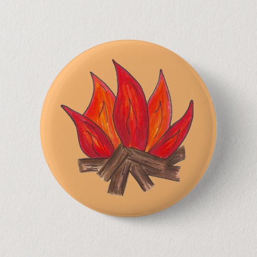 Red Orange Camping Campfire Summer Camp Button (Vorderseite)
