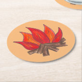 Red Orange Camping Campfire Summer Camp Runder Pappuntersetzer (Angewinkelt)