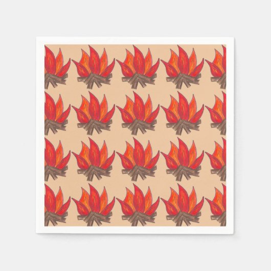 Red Orange Camping Campfire Summer Camp Serviette (Vorderseite)