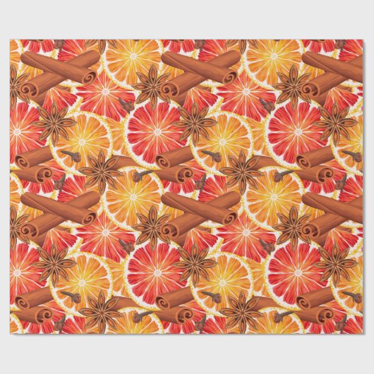 Red Orange Citrus und Gewürz Frohe Weihnachten Geschenkpapier (Flach)
