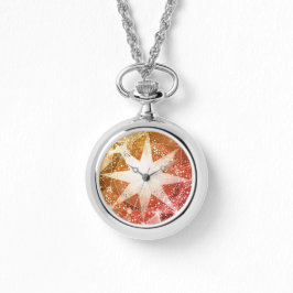 Red Orange Compass Gemstone Kristall Armbanduhr