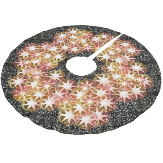 Red Orange Compass Gemstone Kristall Gold Polyester Weihnachtsbaumdecke (Schrägansicht)