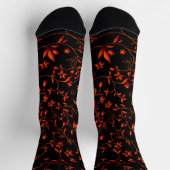 Red Orange Damaskus auf schwarz Socken (Oben)