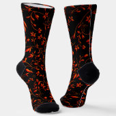 Red Orange Damaskus auf schwarz Socken (Gewinkelt)