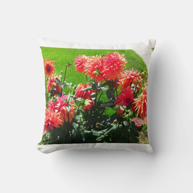 Red Orange Dhalia Pillow Kissen (Vorderseite)