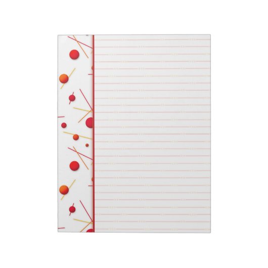 Red Orange Dots and Lines Border Notepad Notizblock (Rotiert)