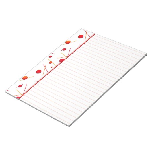 Red Orange Dots and Lines Border Notepad Notizblock (angewinkelt)