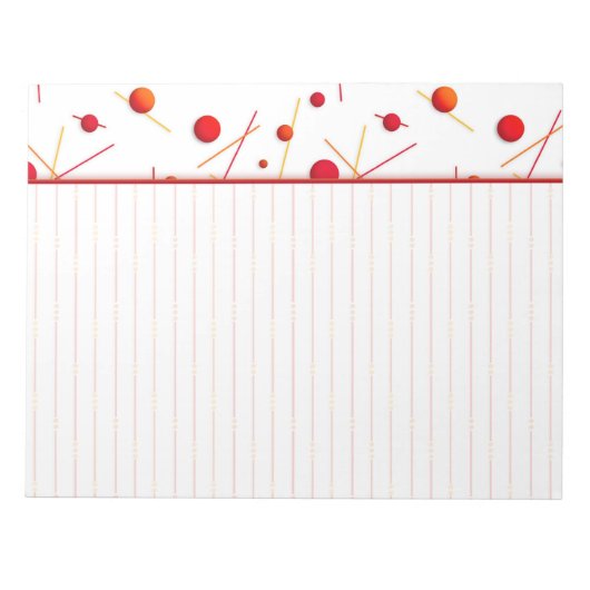 Red Orange Dots and Lines Border Notepad Notizblock (Vorderseite)